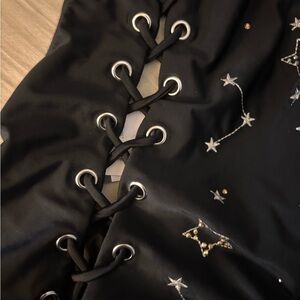 Topshop Black One Piece Swimsuit with Star Details